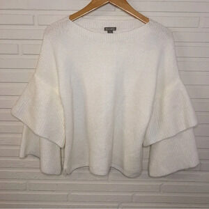 Falls Creek White Layered Wide Sleeve Sweater, Women’s Size Small